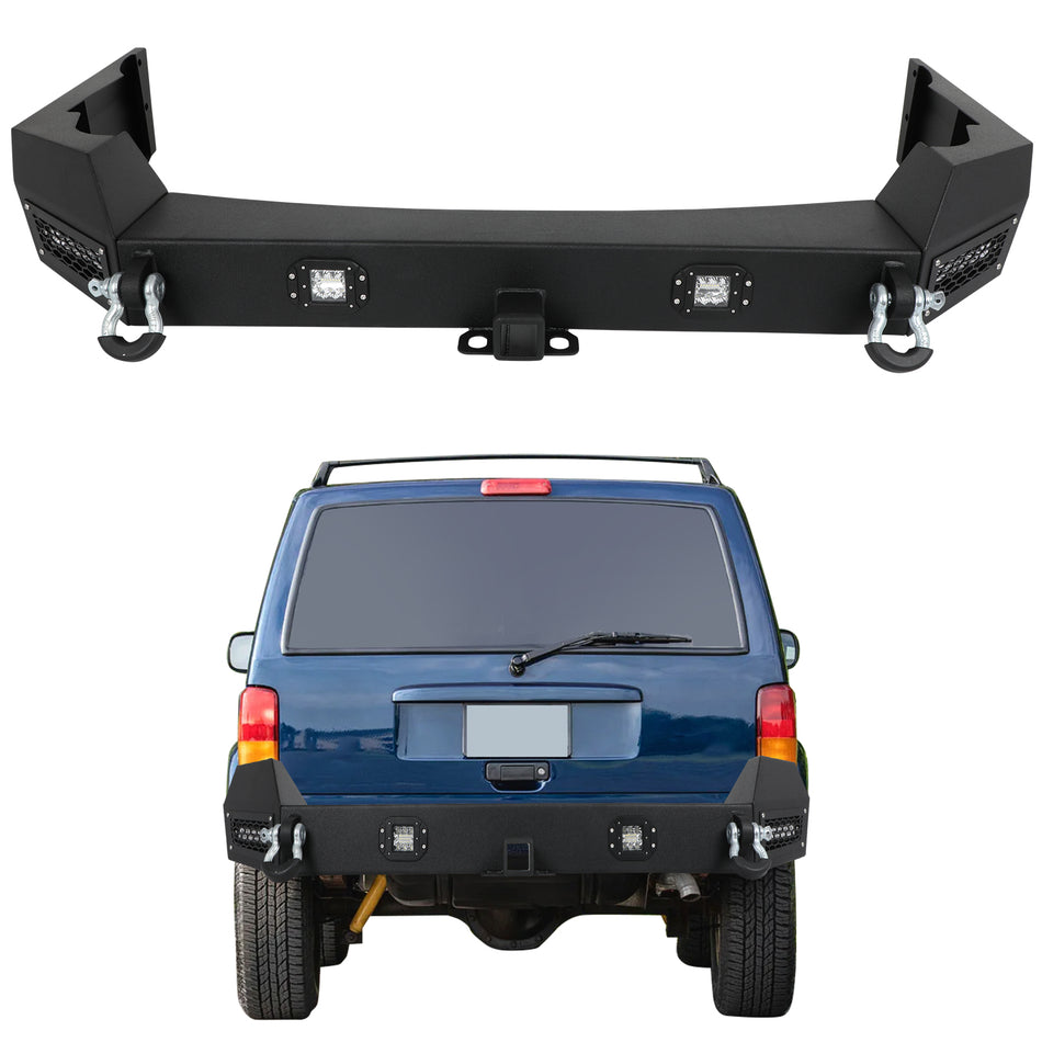 Black Steel For 1999-2004 Jeep Cherokee WJ Rear Bumper w/ LED Spotlights