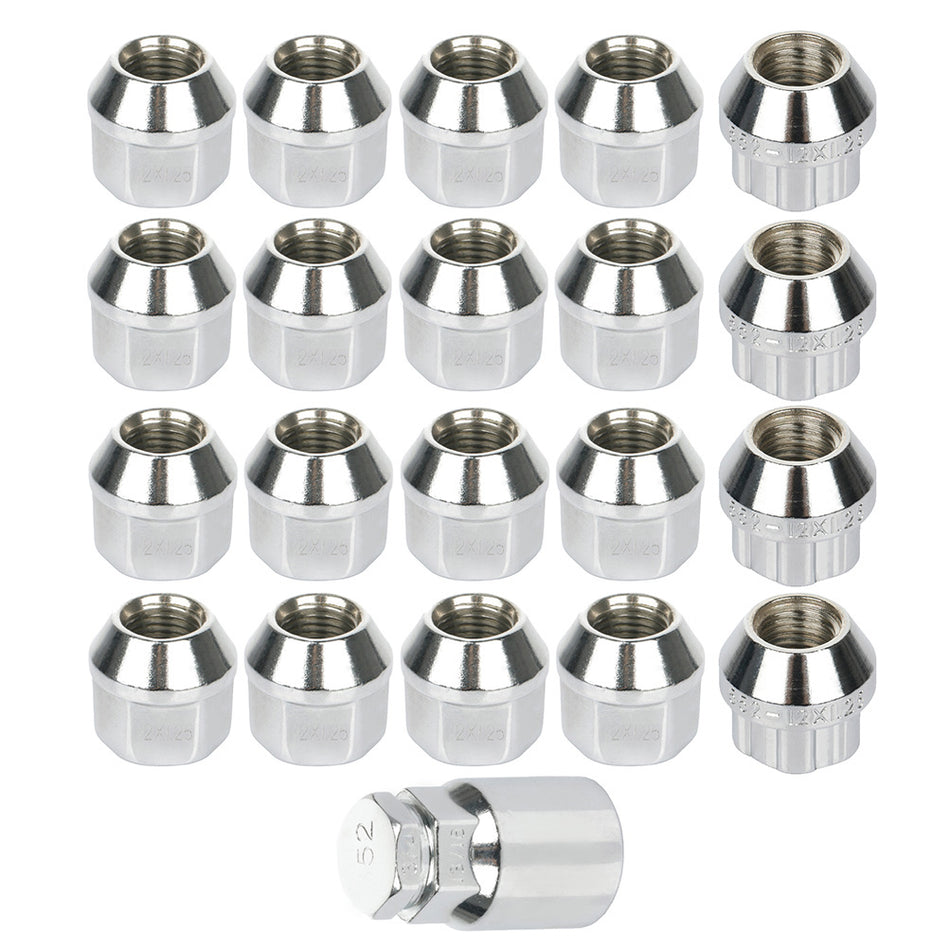 16 X Nuts + 4 X Lock + Key Chrome M12x1.25 Bulge Acorn Fits Nissan For Infiniti