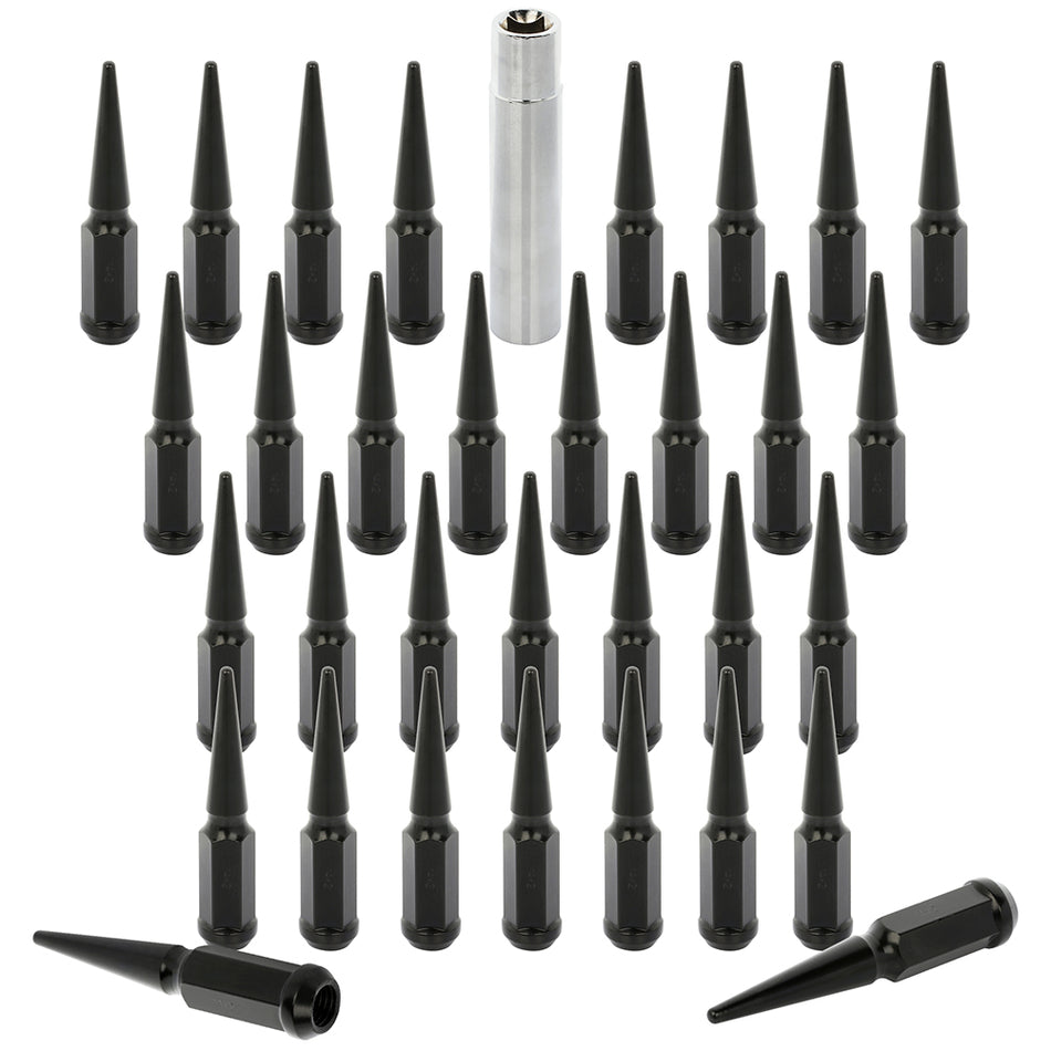 32 X 14x2mm Black Wheel Lug Nuts + 1 Key Fits 1999-2002 Ford F-350 Super Duty