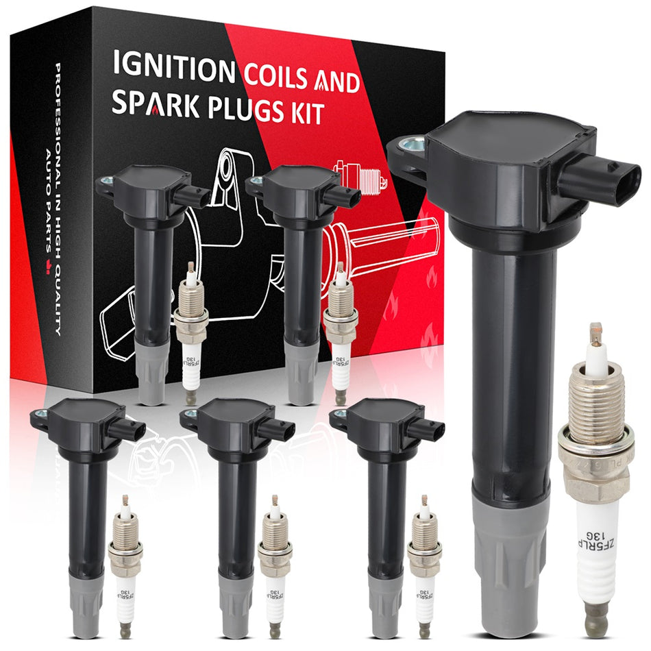 6 For 06 07 08 09 10 Dodge Charger V6 2.7L Ignition Coil & 6 Iridium Spark Plugs