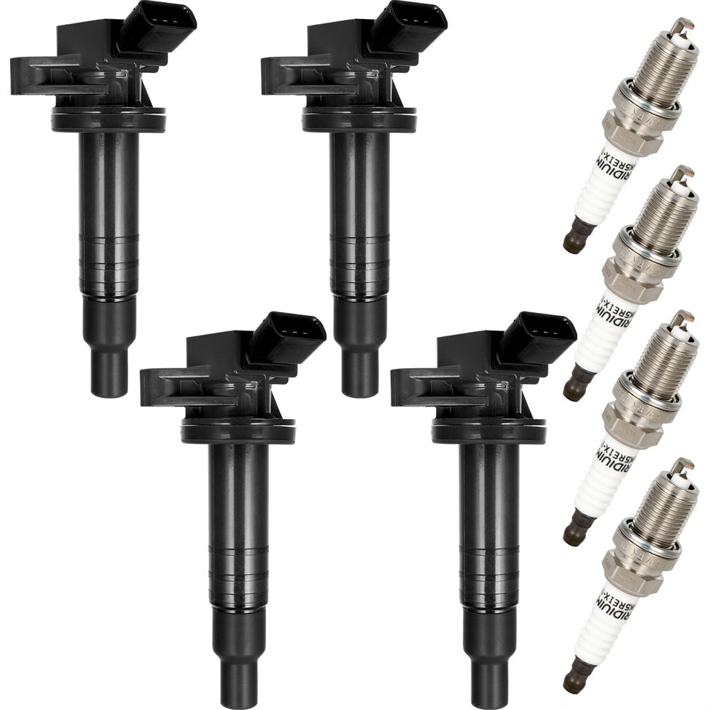 4 For 00-08 Toyota Corolla CE/LE/S 1.8L L4 Ignition Coil & Iridium Spark Plug Only for Auto