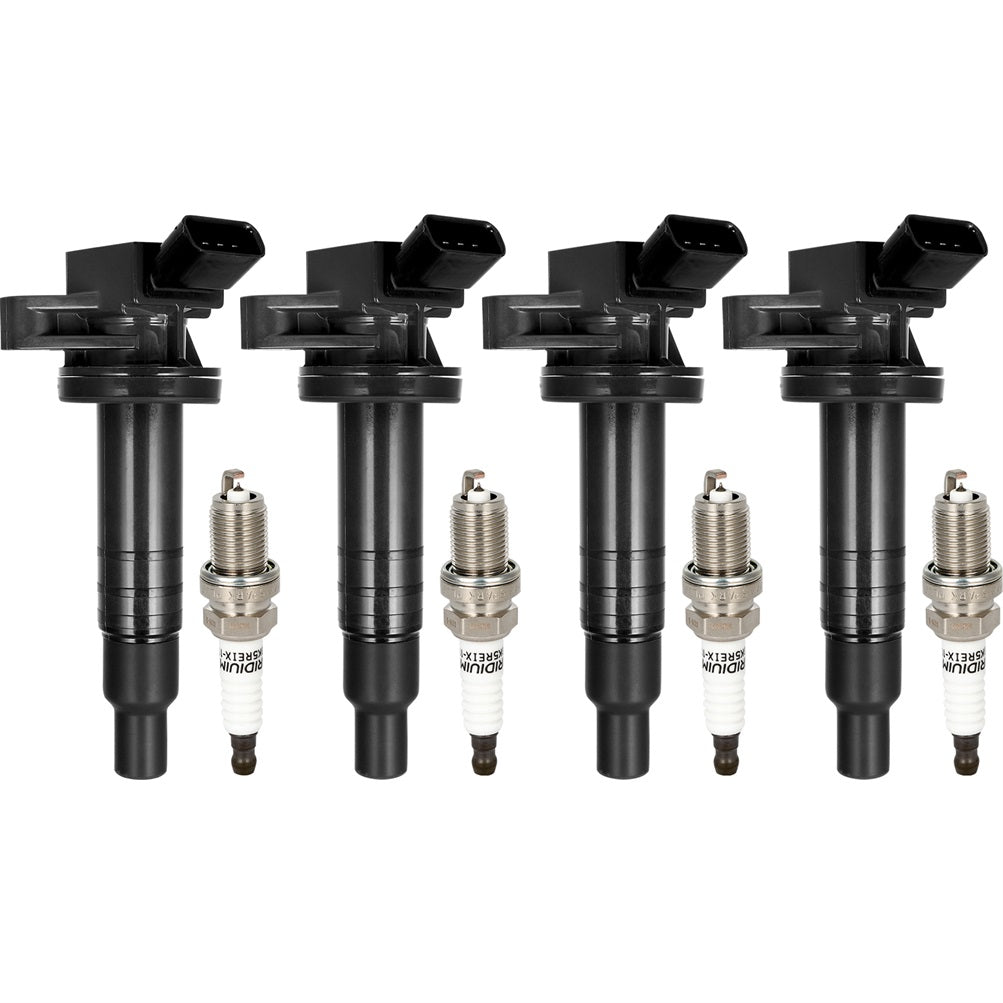 4 For 00-08 Toyota Corolla CE/LE/S 1.8L L4 Ignition Coil & Iridium Spark Plug Only for Auto