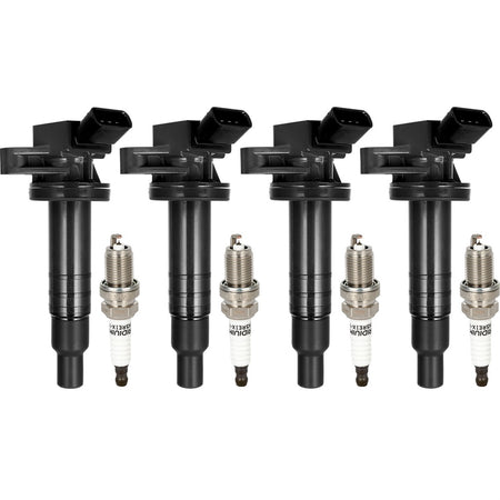 4 For 00-08 Toyota Corolla CE/LE/S 1.8L L4 Ignition Coil & Iridium Spark Plug Only for Auto