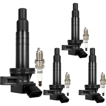 4 For 00-08 Toyota Corolla CE/LE/S 1.8L L4 Ignition Coil & Iridium Spark Plug Only for Auto