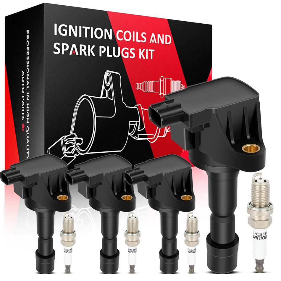 4 Ignition Coil & Spark Plug Kits For Honda FIT 1.5L l4 2009 2010 2011 2012 2013