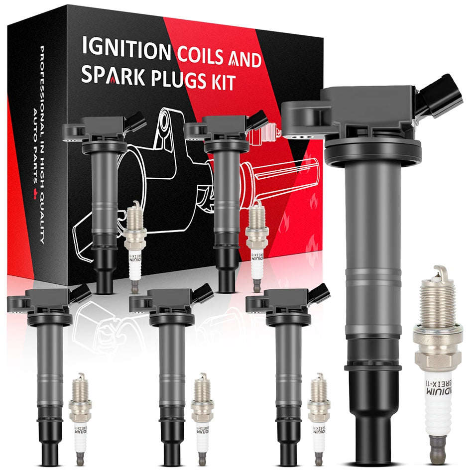 6 For 2007 2008 2009 Toyota FJ Cruiser 4.0L V6 Ignition Coil & Spark Plug