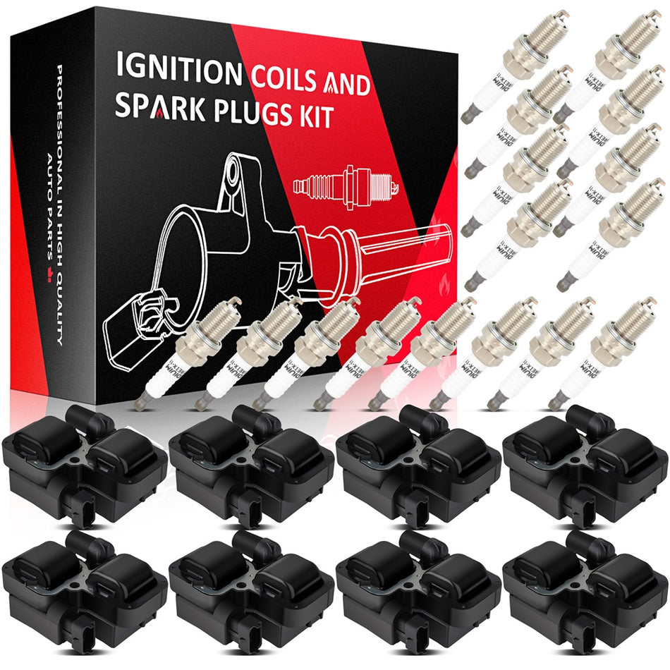 Ignition Coils & Iridium Spark Plugs Kit Fits Mercedes Benz S430 S500 2000-2006
