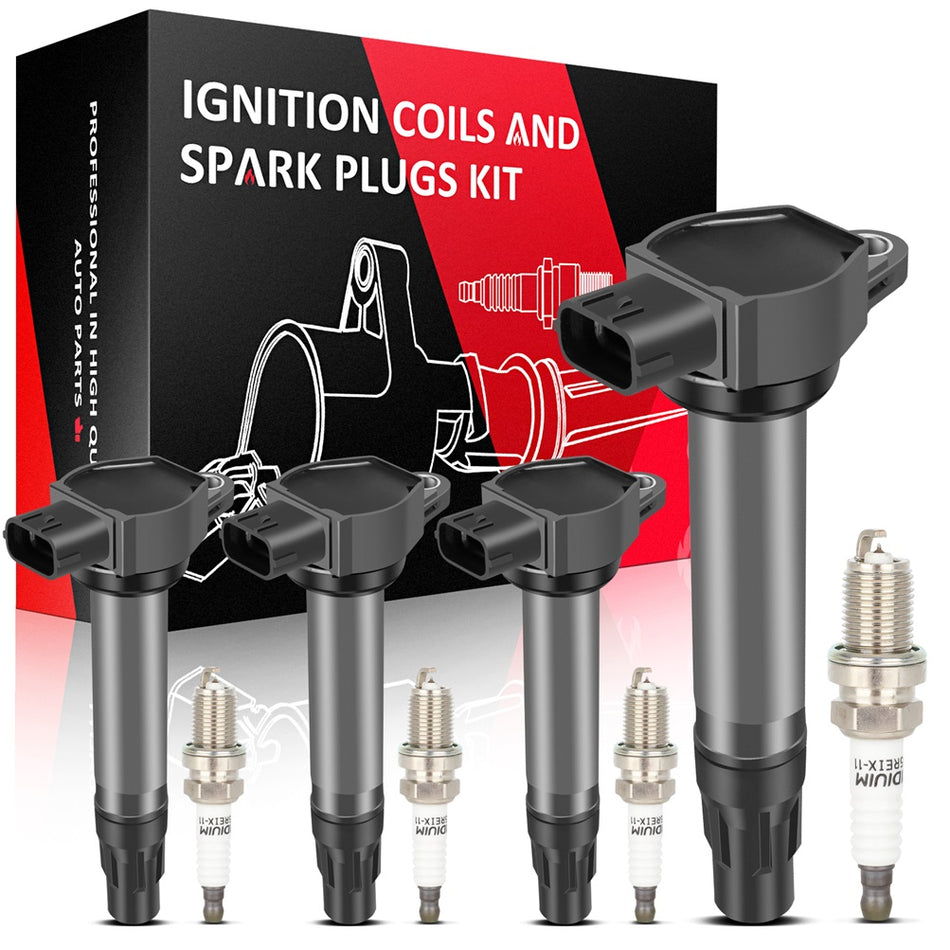 4 Ignition Coil & Spark Plug For Mitsubishi Outlander Sport 2.0L 2.4L 3.0L 3Pins