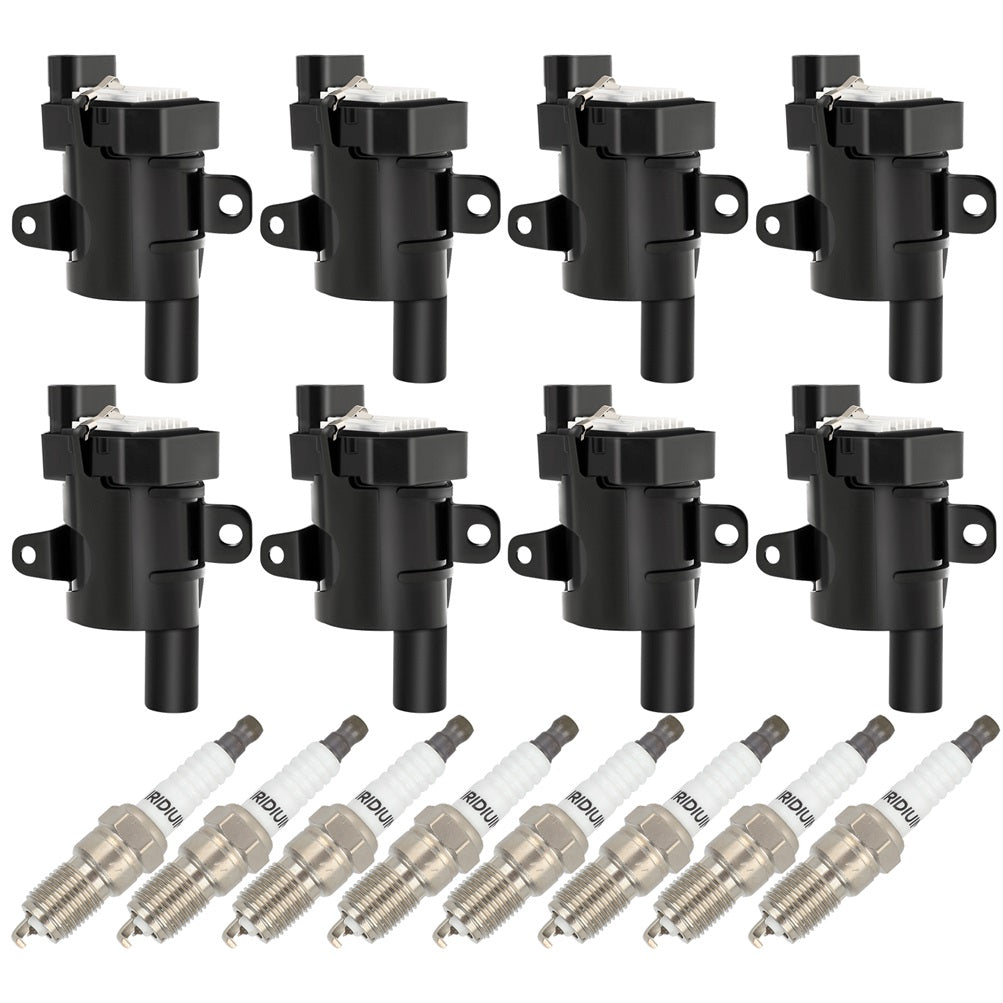 8 Round For 2001-2006 Chevy Silverado 2500 HD 6.0L V8 Ignition Coil & Spark Plug Only for Auto