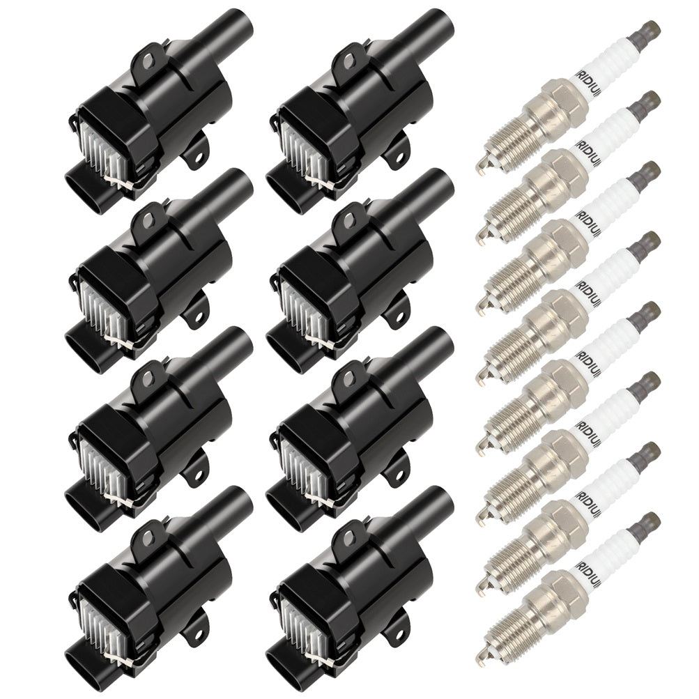8 Round For 2001-2006 Chevy Silverado 2500 HD 6.0L V8 Ignition Coil & Spark Plug Only for Auto