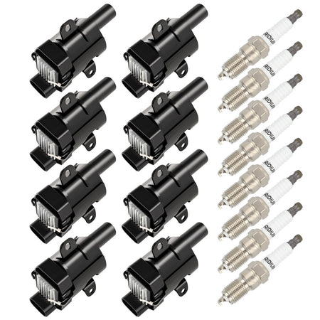 8 Round For 2001-2006 Chevy Silverado 2500 HD 6.0L V8 Ignition Coil & Spark Plug Only for Auto