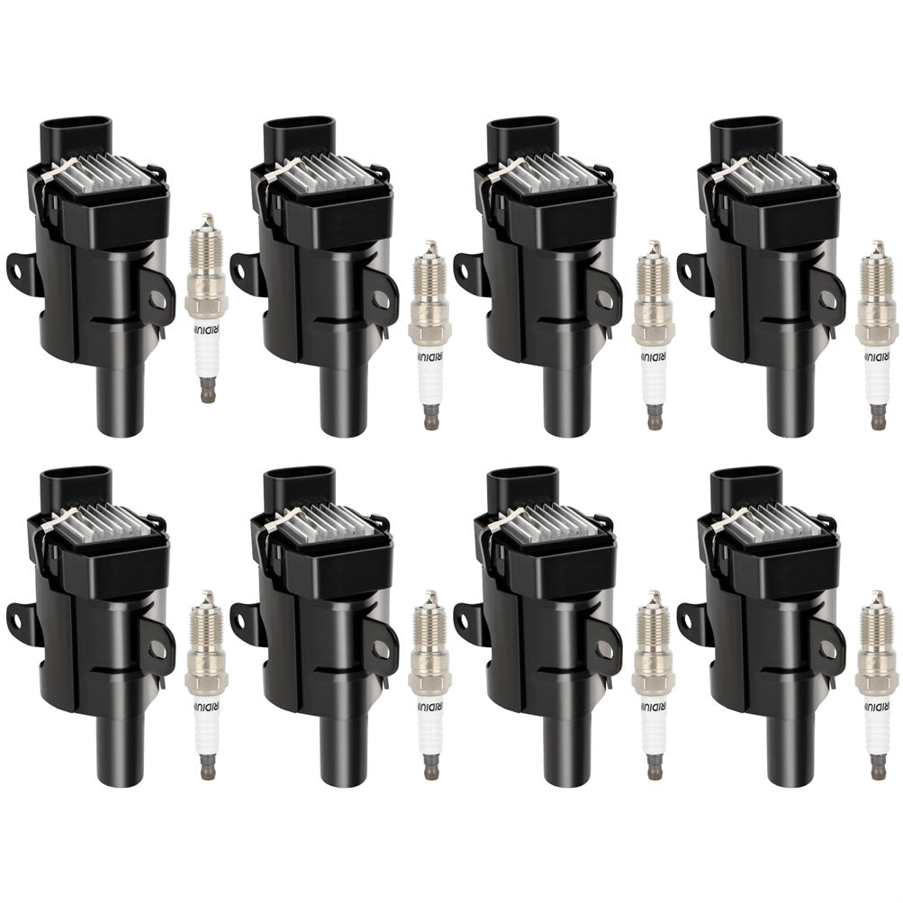 8 Round For 2001-2006 Chevy Silverado 2500 HD 6.0L V8 Ignition Coil & Spark Plug Only for Auto