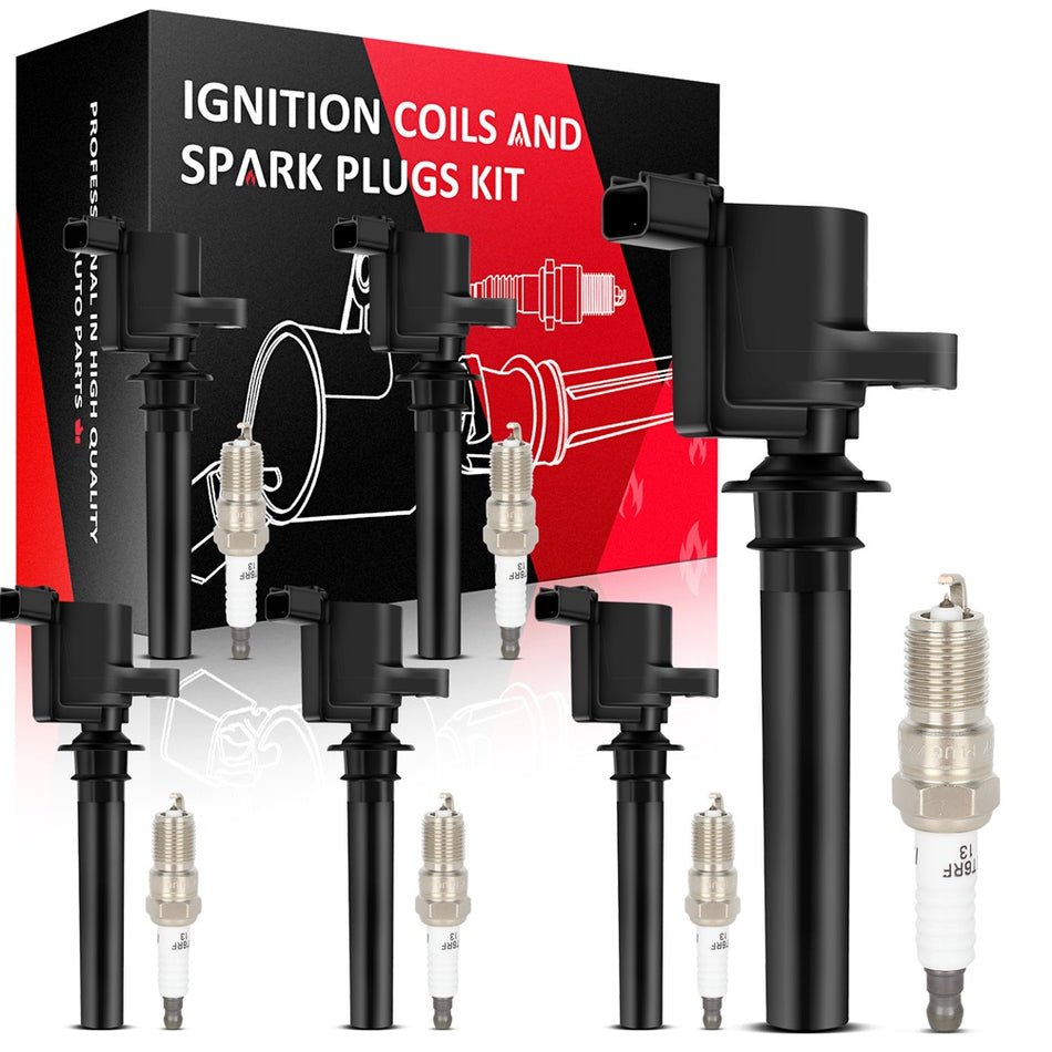 6 For 2005-2007 Ford Five Hundred 3.0L V6 Ignition Coil & 6 Iridium Spark Plugs
