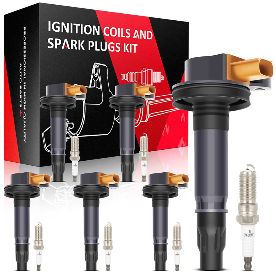 6 For 11 12 2013 2014 2015 Ford F-150 3.5L Ignition Coil & 6 Iridium Spark Plugs