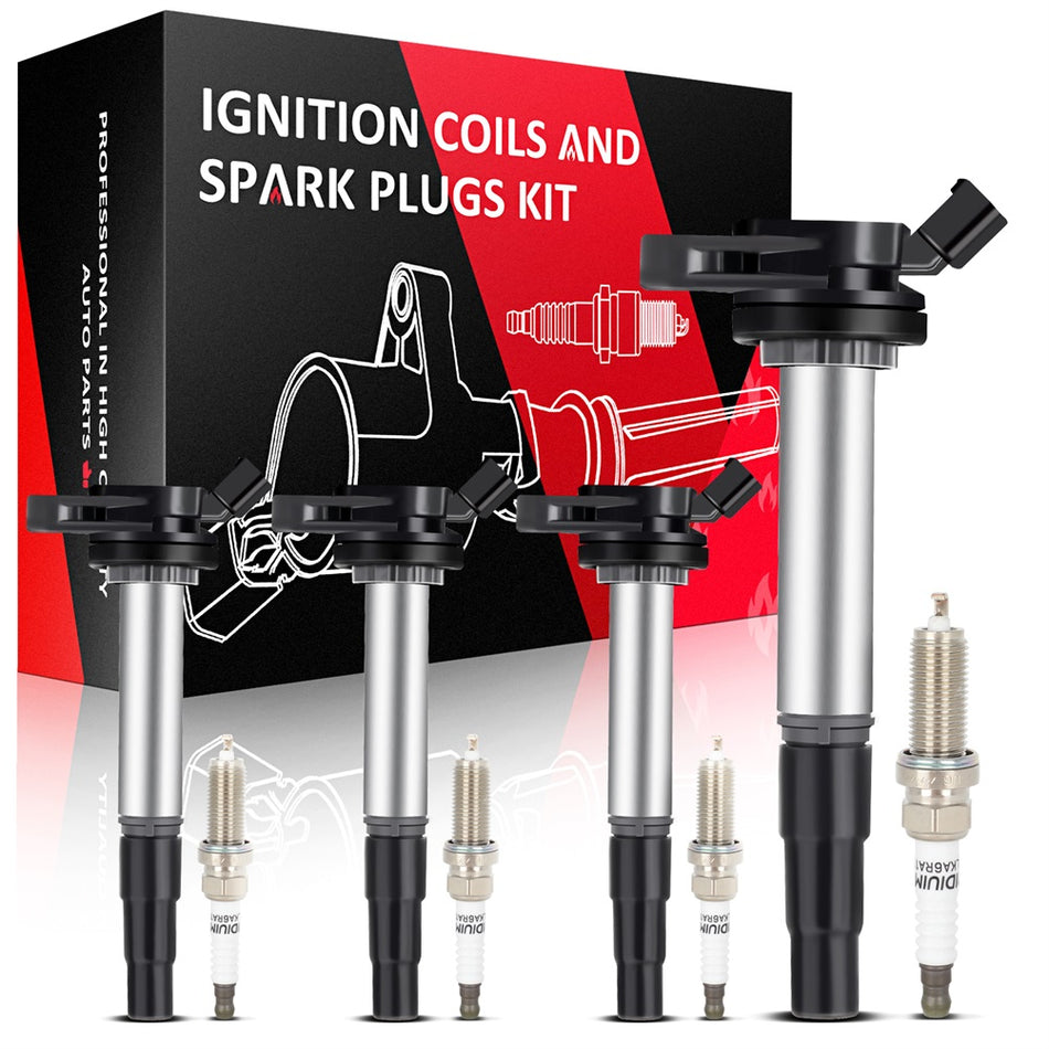 4 Ignition Coil & Spark Plug Kits Fits Toyota Prius V Matrix Corolla C-HR 1.8L