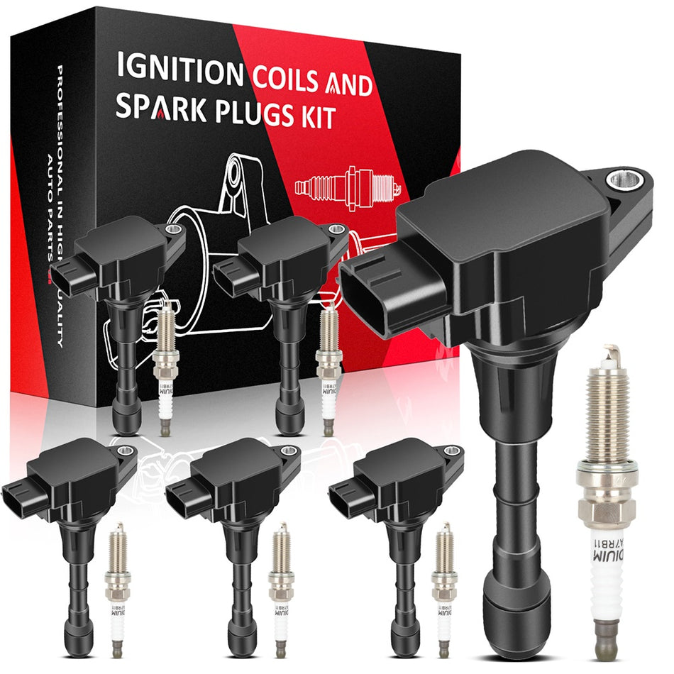6 For 2009-2020 Nissan Murano 3.5L V6 Ignition Coil & Iridium Spark Plug