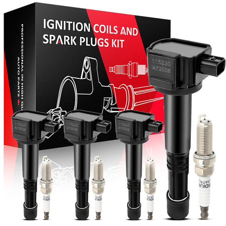 4 For 2013-2017 Honda Accord 2.4L L4 Ignition Coil & 4 Iridium Spark Plugs Only for Auto