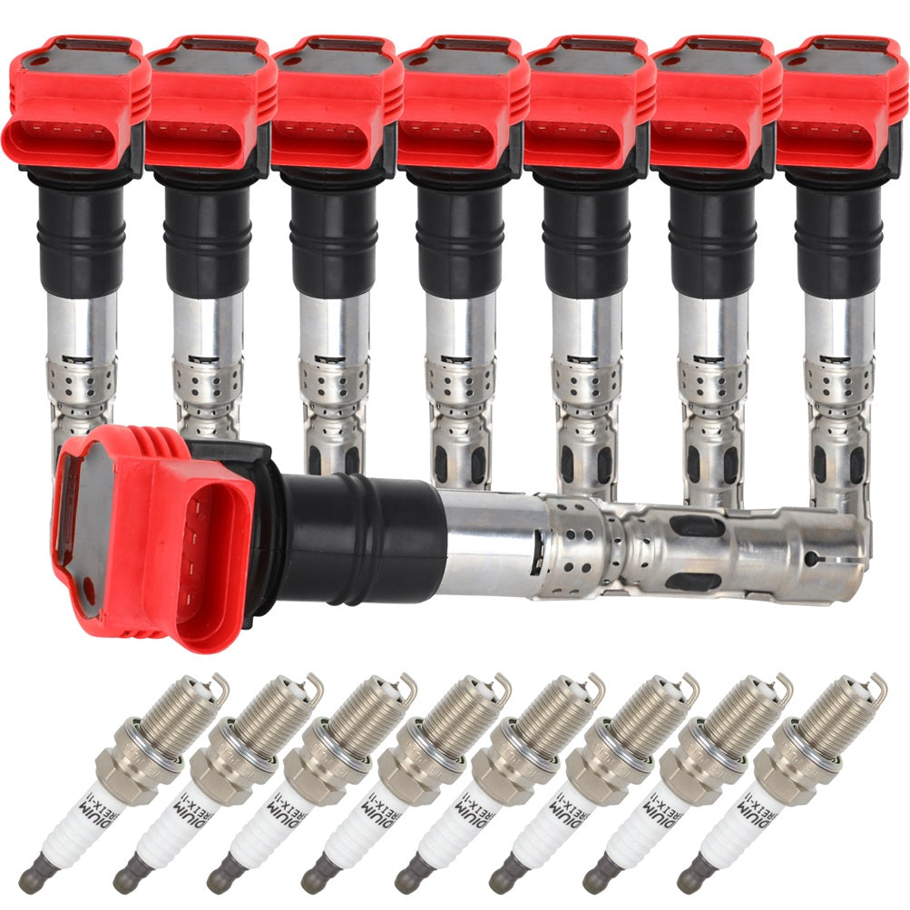 8pc Ignition Coil Spark Plug Pack For 4.2L V8 Audi A6 A8 Allroad Quattro S4 Only for Auto