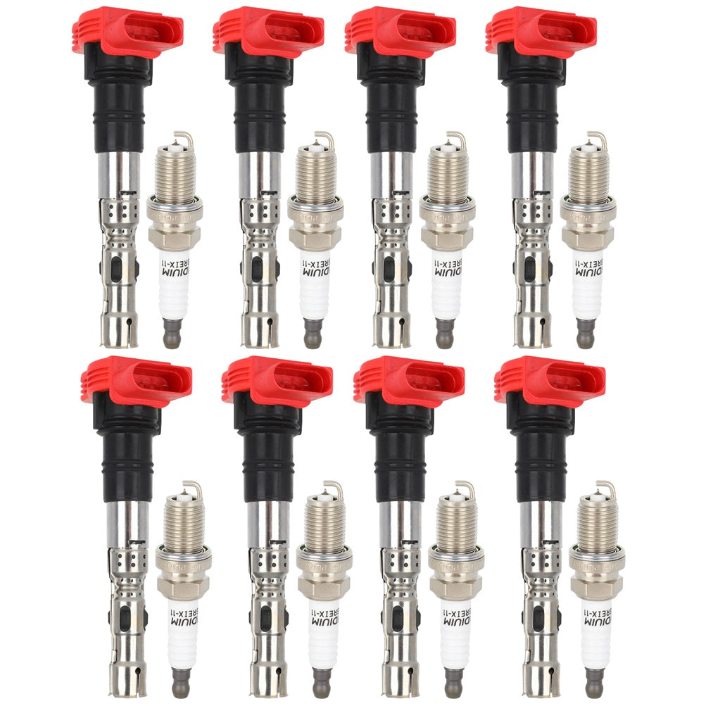8pc Ignition Coil Spark Plug Pack For 4.2L V8 Audi A6 A8 Allroad Quattro S4 Only for Auto