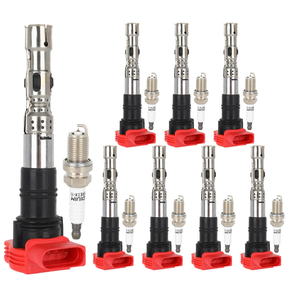 8pc Ignition Coil Spark Plug Pack For 4.2L V8 Audi A6 A8 Allroad Quattro S4 Only for Auto