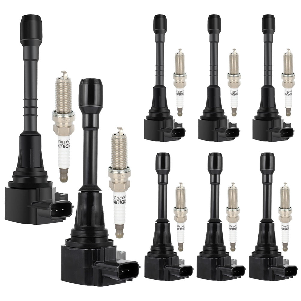 8 For 2011-2012 Infiniti QX56 5.6L V8 Ignition Coil & Iridium Spark Plug Only for Auto