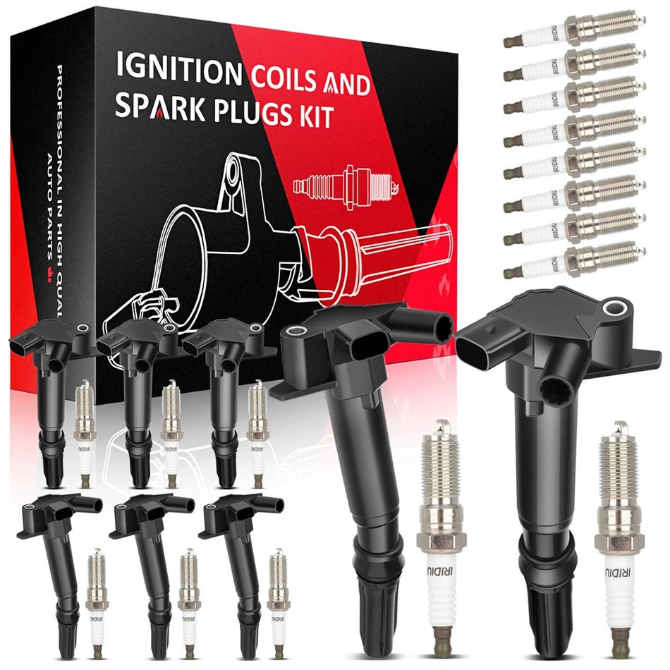 8 For 11-16 Ford F250 Super Duty 6.2L V8 Ignition Coil & Iridium Spark Plug