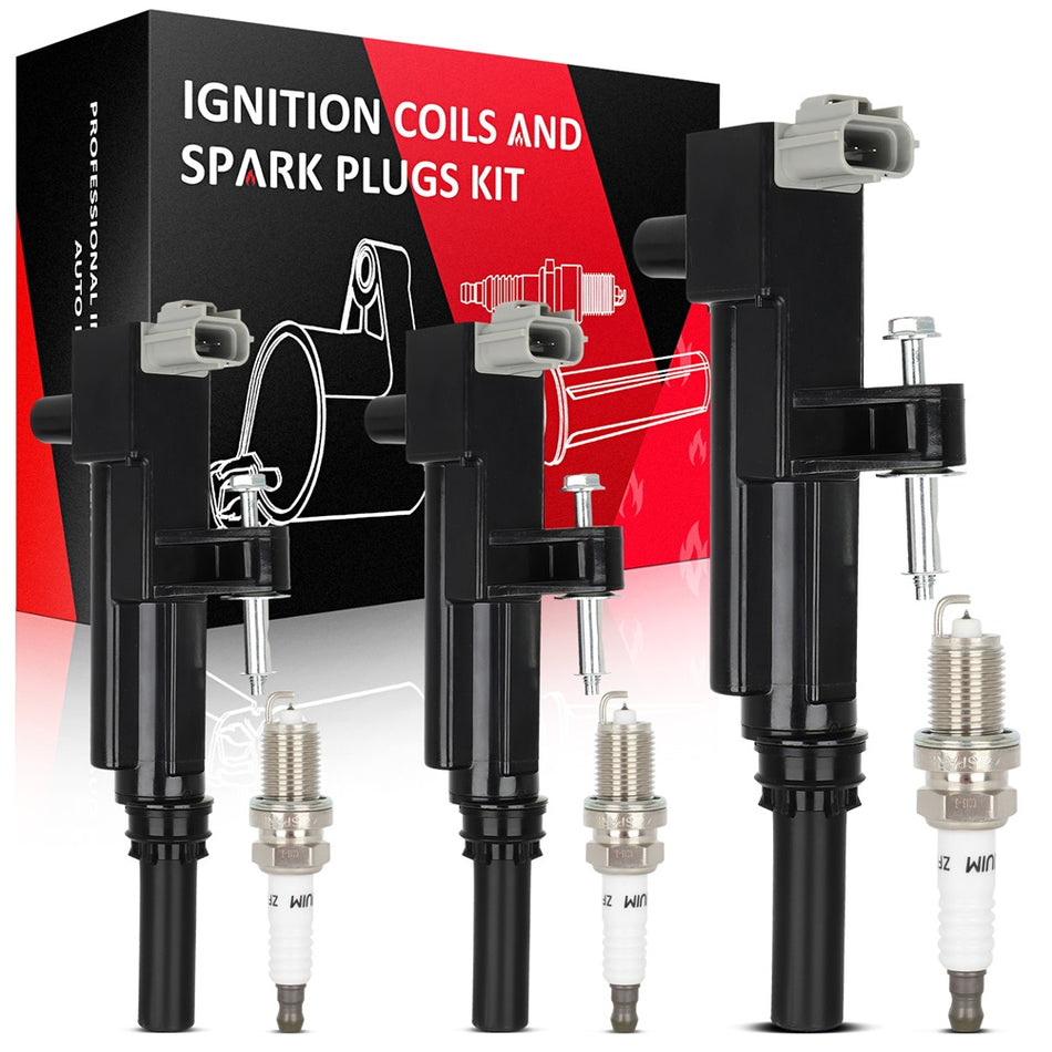 3 For 2009-2012 Jeep Liberty 3.7L V6 Ignition Coil & Spark Plug