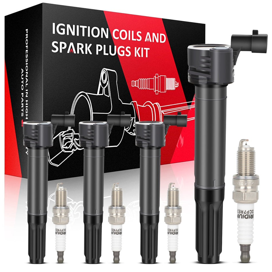 4 Ignition Coils & Iridium Spark Plugs Kit For Fiat 500 2012-2017 1.4L l4