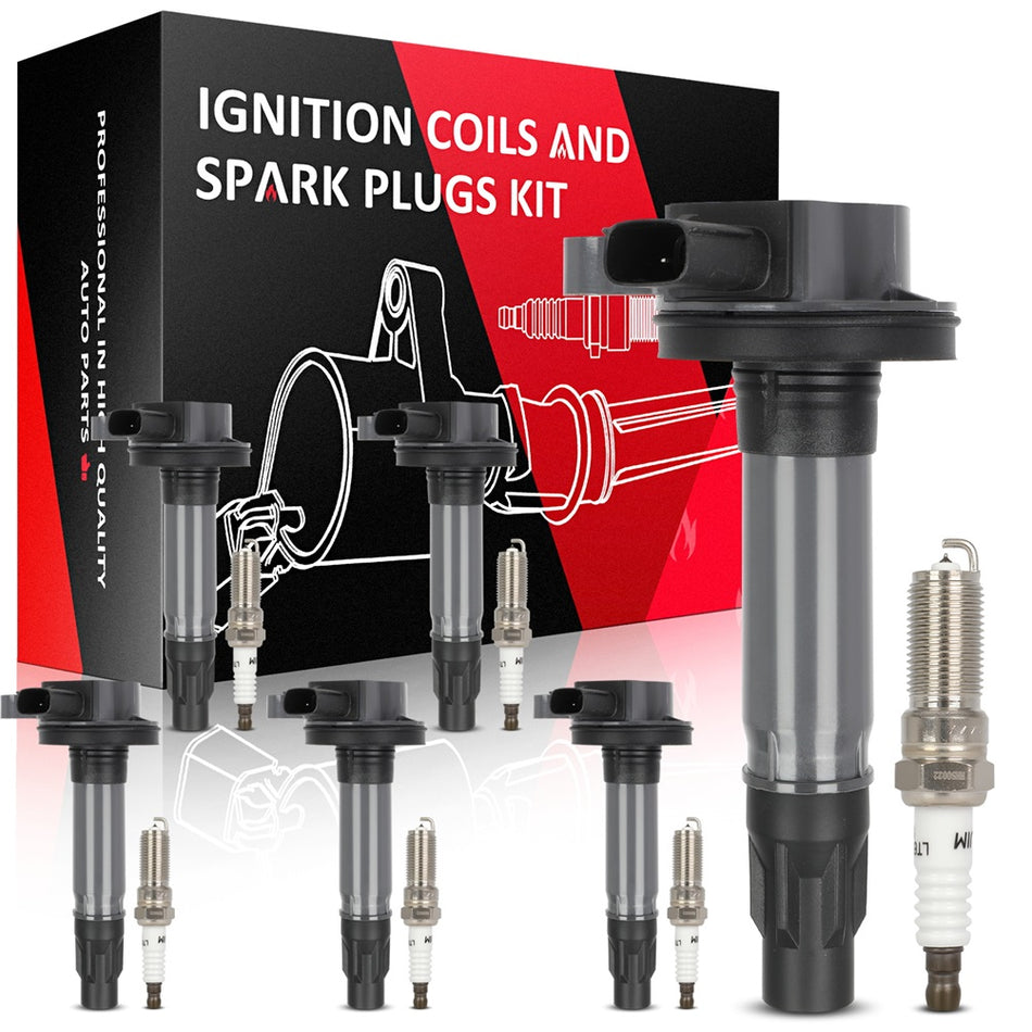 6 For 2011-2014 Ford F-150 3.7L V6 Ignition Coil & Spark Plug