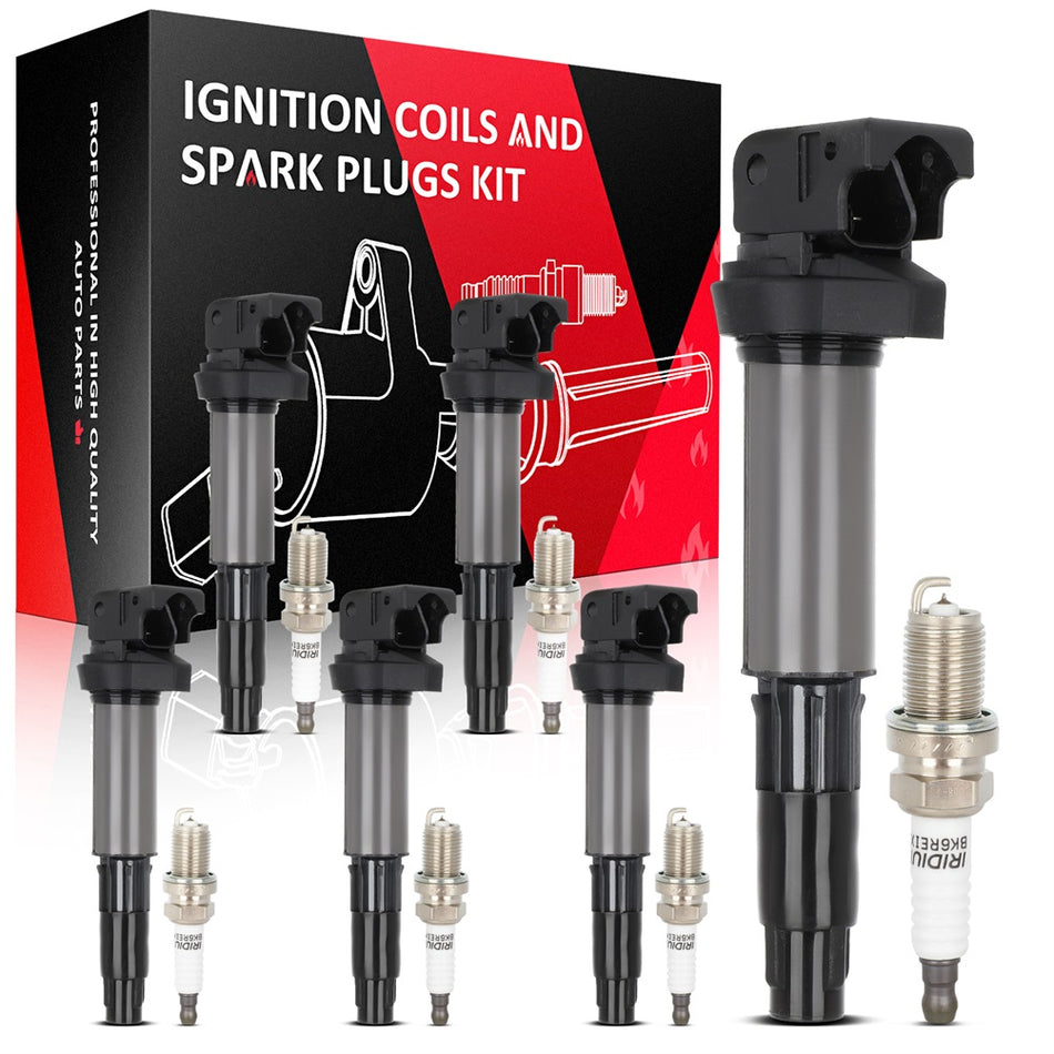 Ignition Coils & Iridium Spark Plugs Kit For BMW X5 4.4L 3.0L X3 760i 2004-2006