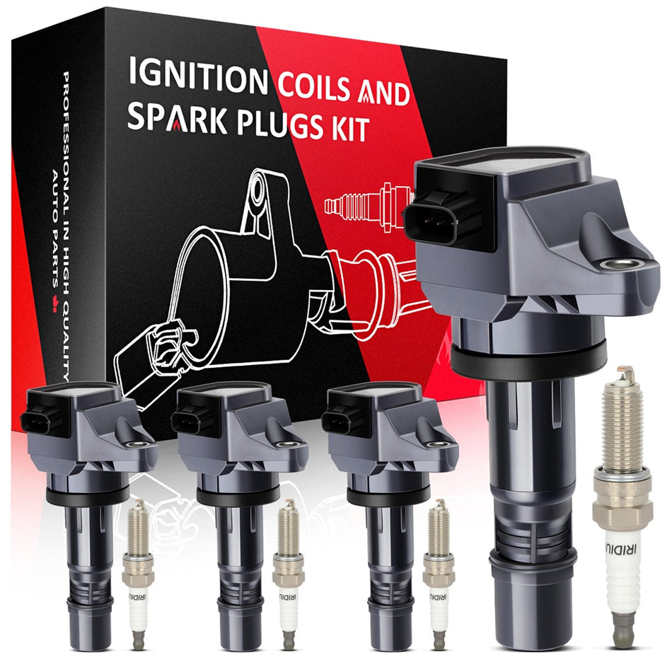4 For 2012 Honda Civic 1.8L L4 Ignition Coil & Spark Plug Only for Auto