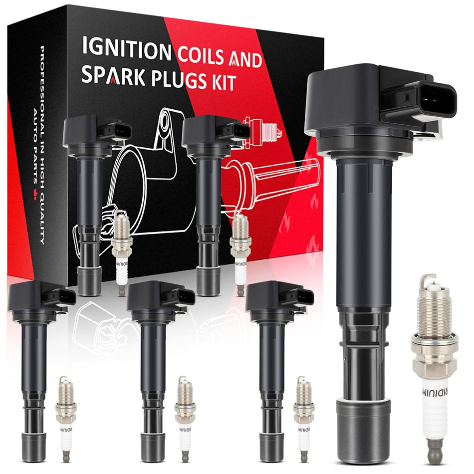 6 For 2006-2008 Honda Pilot 3.5L V6 Ignition Coil & Iridium Spark Plug