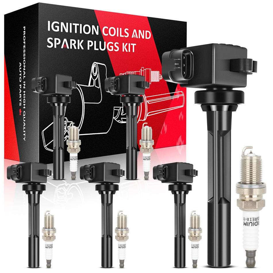 6 For 1998-1999 Honda Passport 3.2L V6 Ignition Coil & Spark Plug