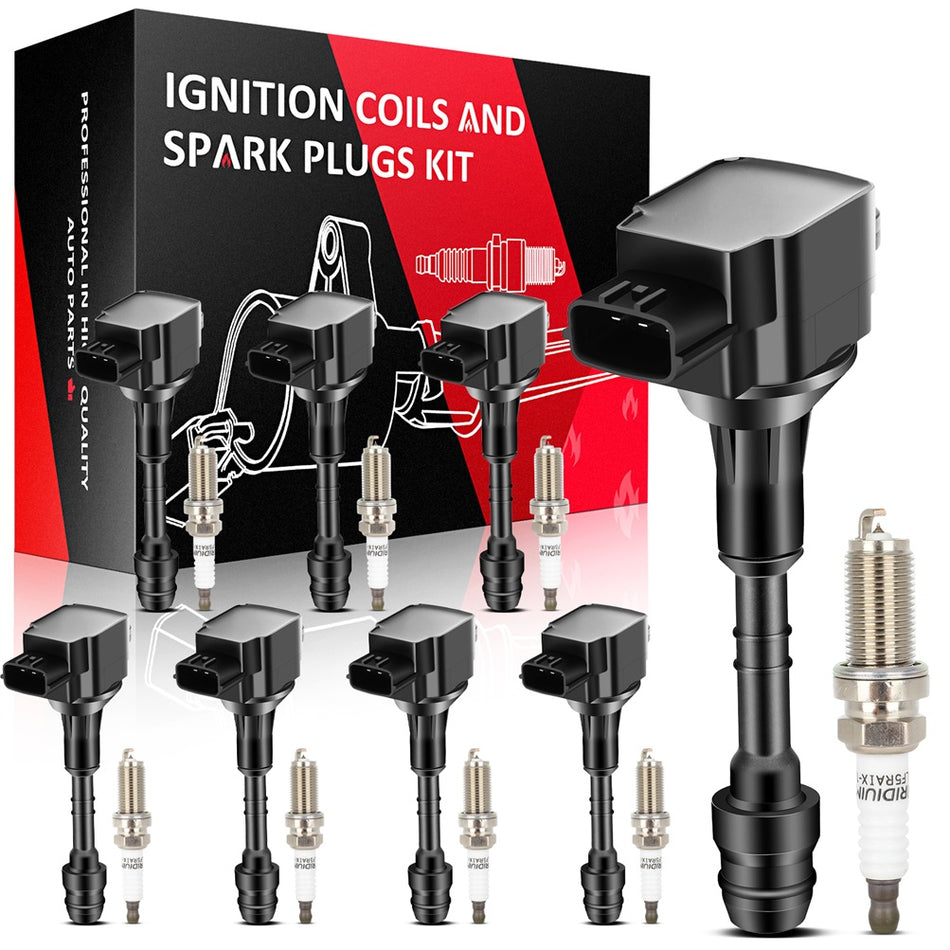 8 For 2004-2007 Nissan Titan 5.6L V8 Ignition Coil & Iridium Spark Plug