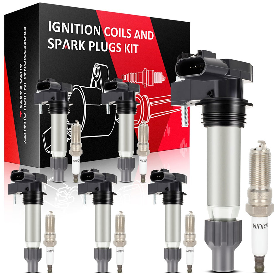 6 For 2010-2016 Chevy Traverse 3.6L V6 Ignition Coil & Iridium Spark Plug