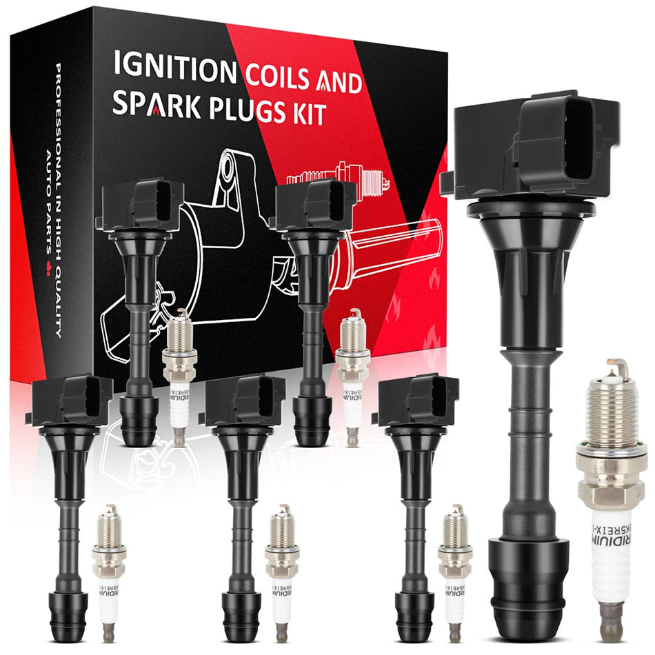 6 For 2003-2007 Infiniti For G35 3.5L V6 Ignition Coil & Iridium Spark Plug