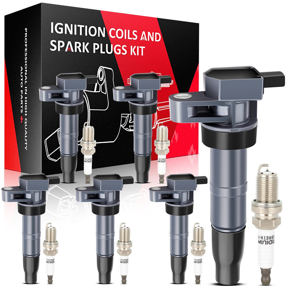 6 For 2010-2016 Hyundai Genesis Coupe 3.8L V6 Ignition Coil & Spark Plug
