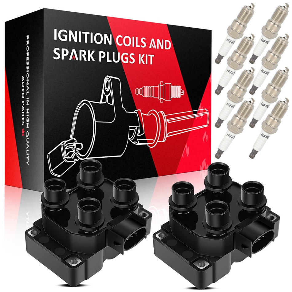 2 For 1988-97 Ford Ranger L4 2.3L Ignition Coil & Spark Plug