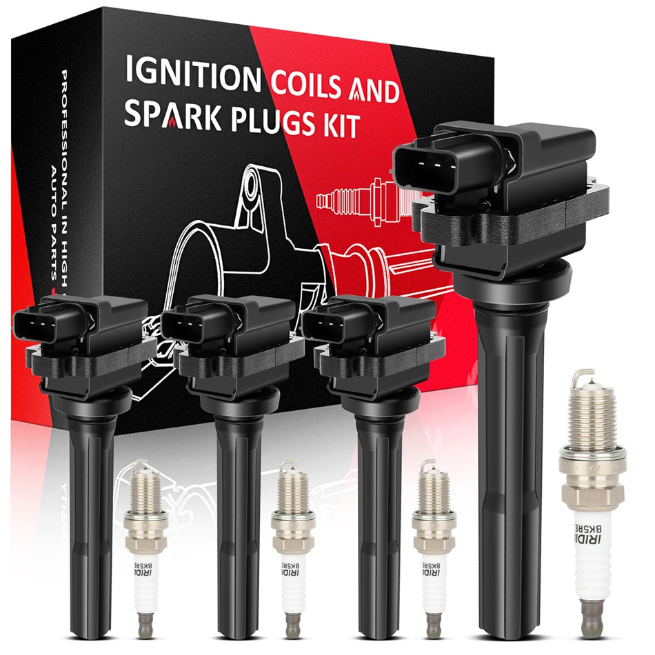 4 Ignition Coil & Spark Plug Fits Chevy Tracker Suzuki Aerio Vitara 1.6/1.8/2.0L