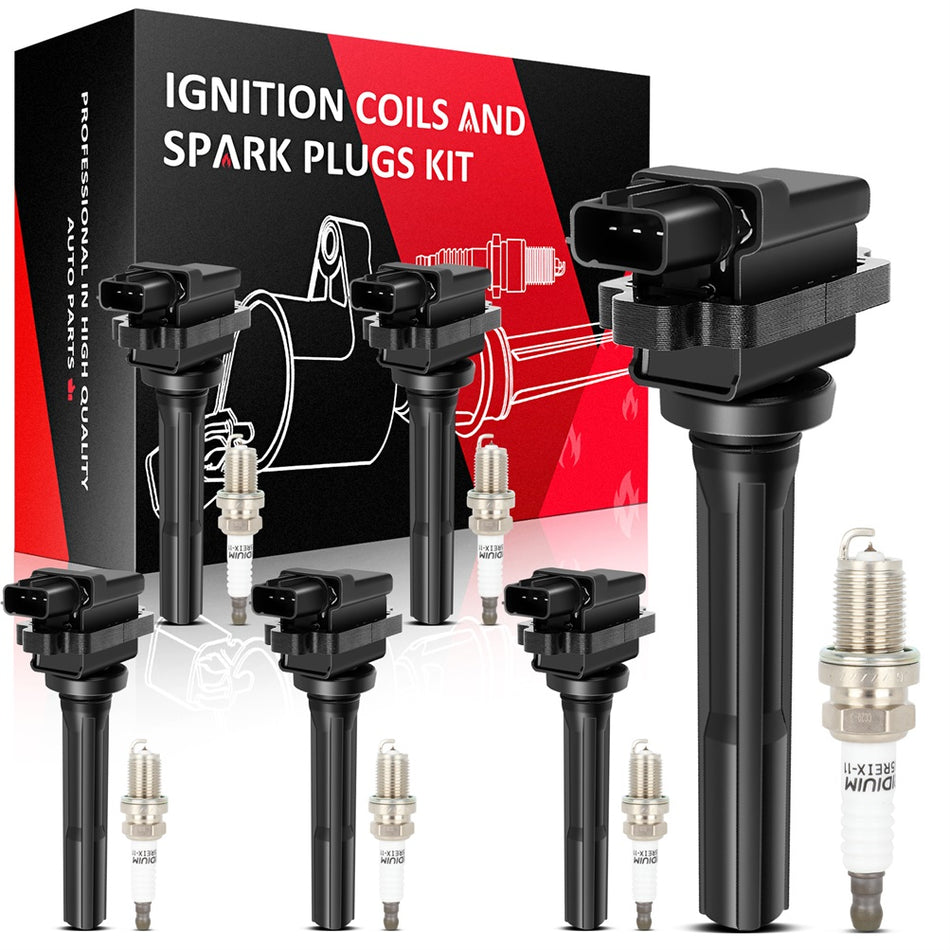 6 For 1999-2005 Suzuki Grand Vitara 2.5L V6 Ignition Coil & Spark Plug
