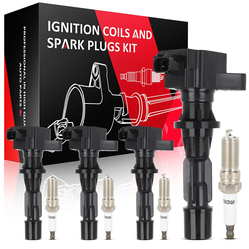 4 Ignition Coil & Spark Plug Kit For Ford Fusion 2.3L L4 2006 2007 2008 2009