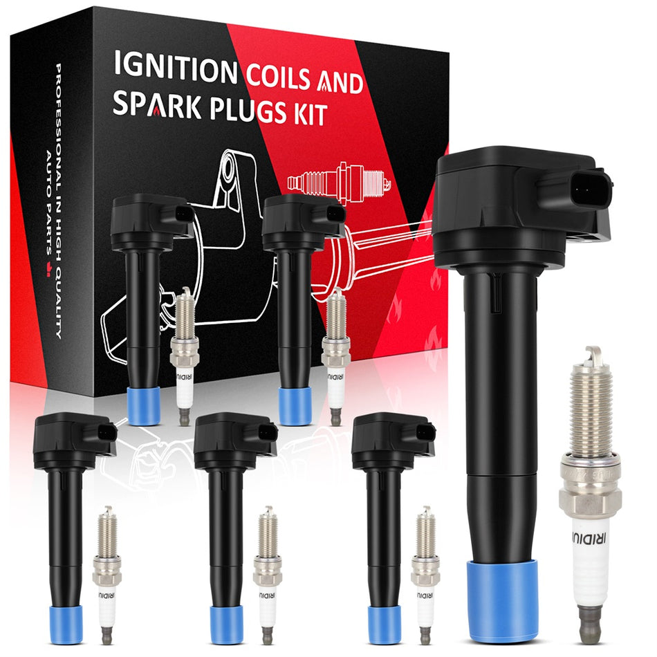 6 For 2011-2017 Honda Odyssey 3.5L V6 Ignition Coil & Iridium Spark Plug
