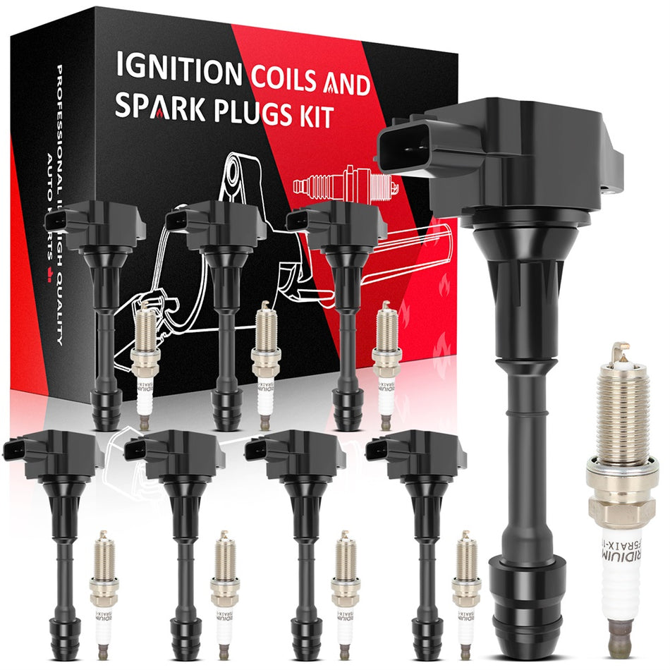 8 For 2008-2015 Nissan Titan 5.6L V8 Ignition Coil & Spark Plug