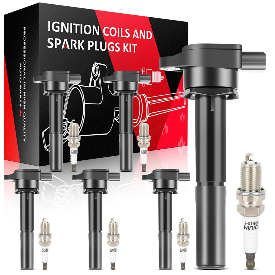 6 Ignition Coil & Spark Plug For Mitsubishi 2004-08 Endeavor 2004-06 Galant 3.8L