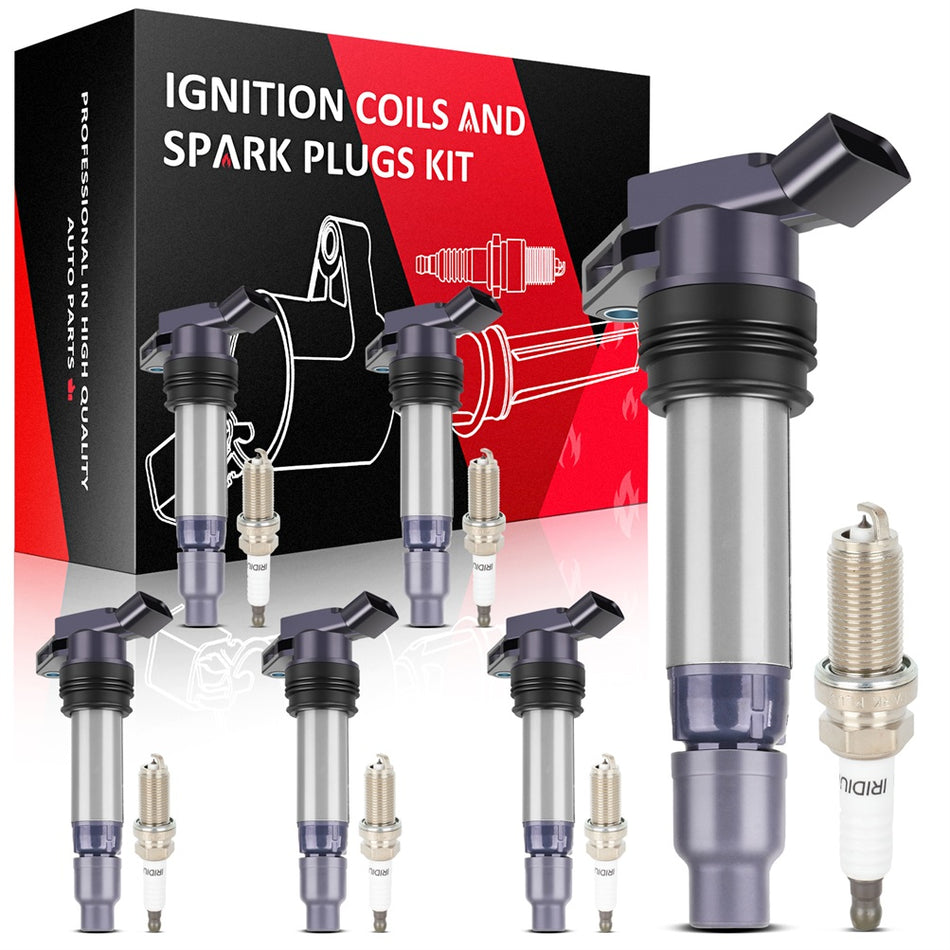 6 For 2007-2011 Volvo XC90 3.2L L6 Ignition Coil & 6 Iridium Spark Plug