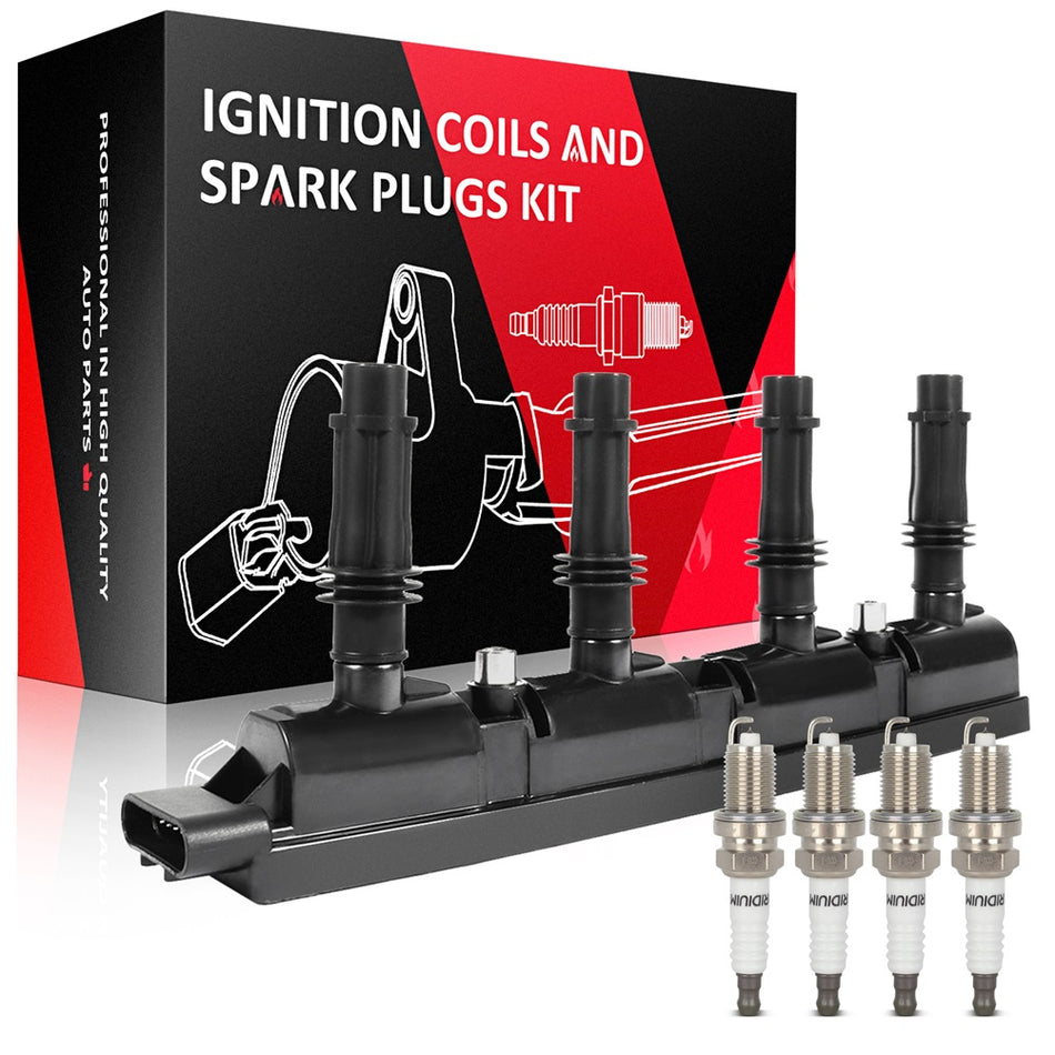 Ignition Coils & Iridium Spark Plugs Kit For Chevy Cruze L4 1.4L Turbo 2011-2015