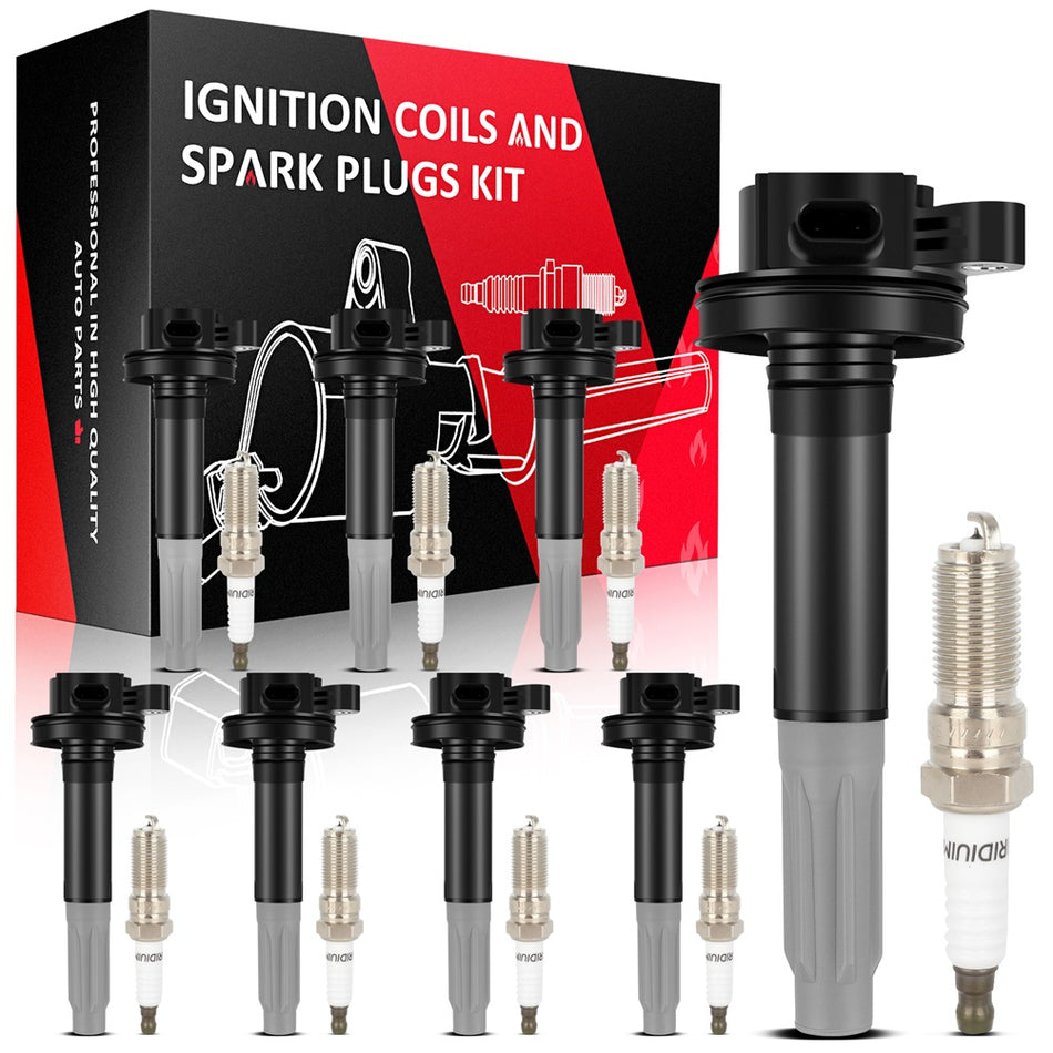8 Ignition Coil & Spark Plug Kit For Ford F150 Mustang 5.0L V8 2016 2017 2018