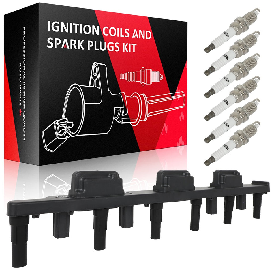 2000-2001 Jeep Cherokee L6 4.0L 1*Ignition Coil & 6pcs Spark Plugs