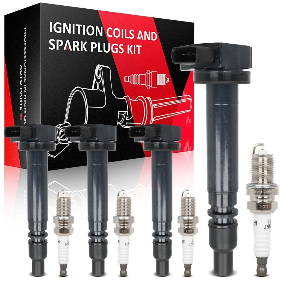 2000-2004 Toyota Tacoma 2.4L 2.7L 4 Ignition Coil & 4 Spark Plug