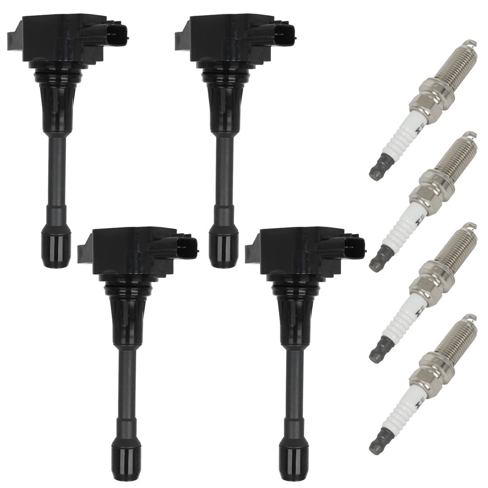 4 For 2014-2015 Nissan Versa Note 1.6L L4 Ignition Coil & Iridium Spark Plug Only for Auto